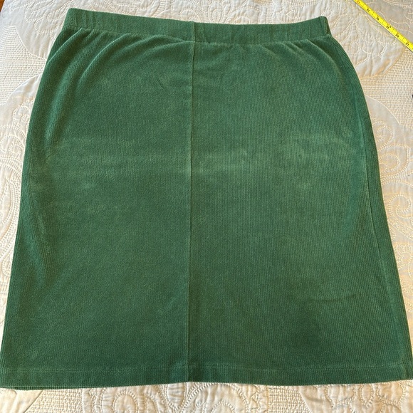 Lands End Sport Knit Corduroy skirt Green midi EUC LG - Picture 5 of 5